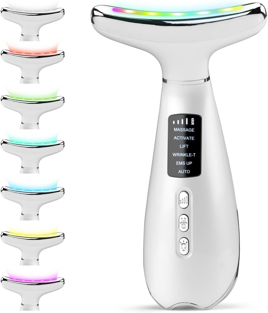 Gezichtsmassage Apparaat met Warmtefunctie (42°C) en LED Verlichting - Anti-Rimpel & Lifting