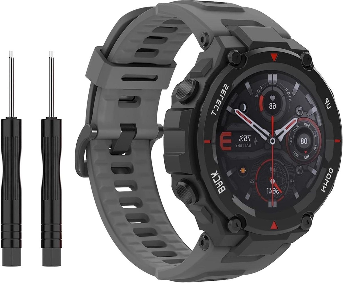 Zachte Siliconen Sportband voor Horloge - Verstelbare Polsband voor Huami T-Rex-T-Rex Pro - Vervangende Watchband - Comfortabele horlogeband - Sportaccessoire - Zwart