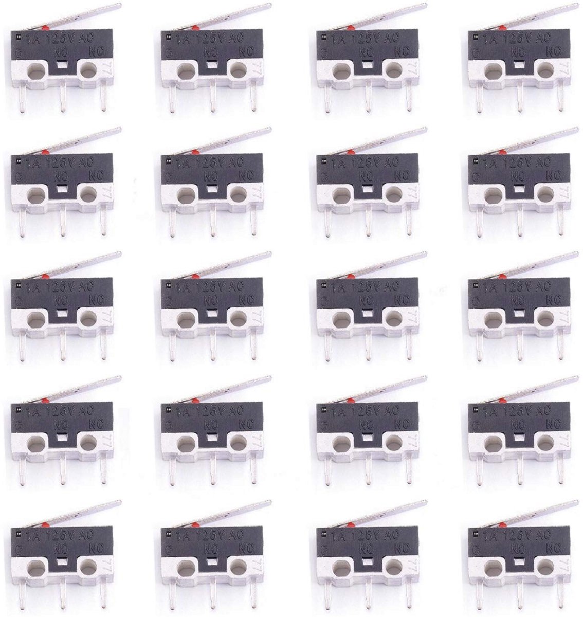 Micro Schakelaar 20-pack - 3 Pin SPDT NO + NC - Momentary Drukknop voor Arduino
