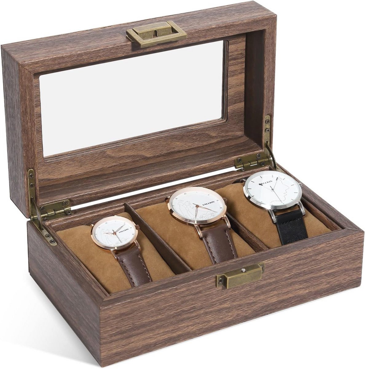 Houten Horlogekast voor 6 Horloges en Sieraden met Schuifladen