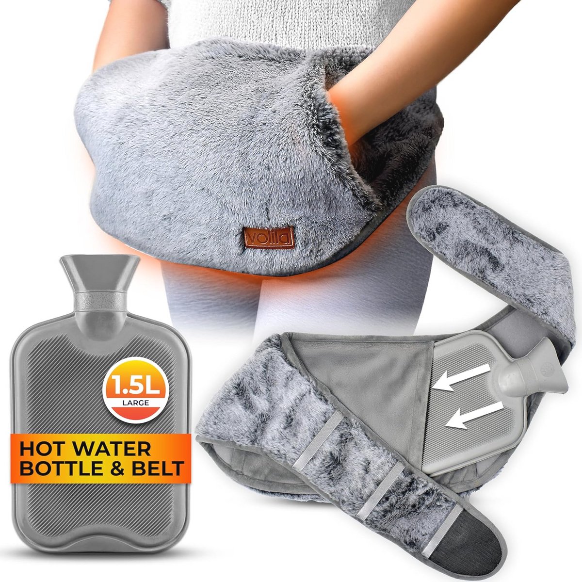 Draagbare Warmwaterkruik 1,5L - Luxe en Zachte Warmwaterkruik voor Menstruatiepijn