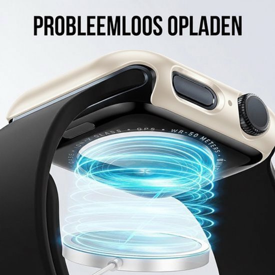Hoesje geschikt voor Apple Watch Series 4 / 5 / 6 / SE / SE 2 / SE 3 - 40 mm Screen Protector - 2 Stuks - Full Cover Hard Case - Starlight