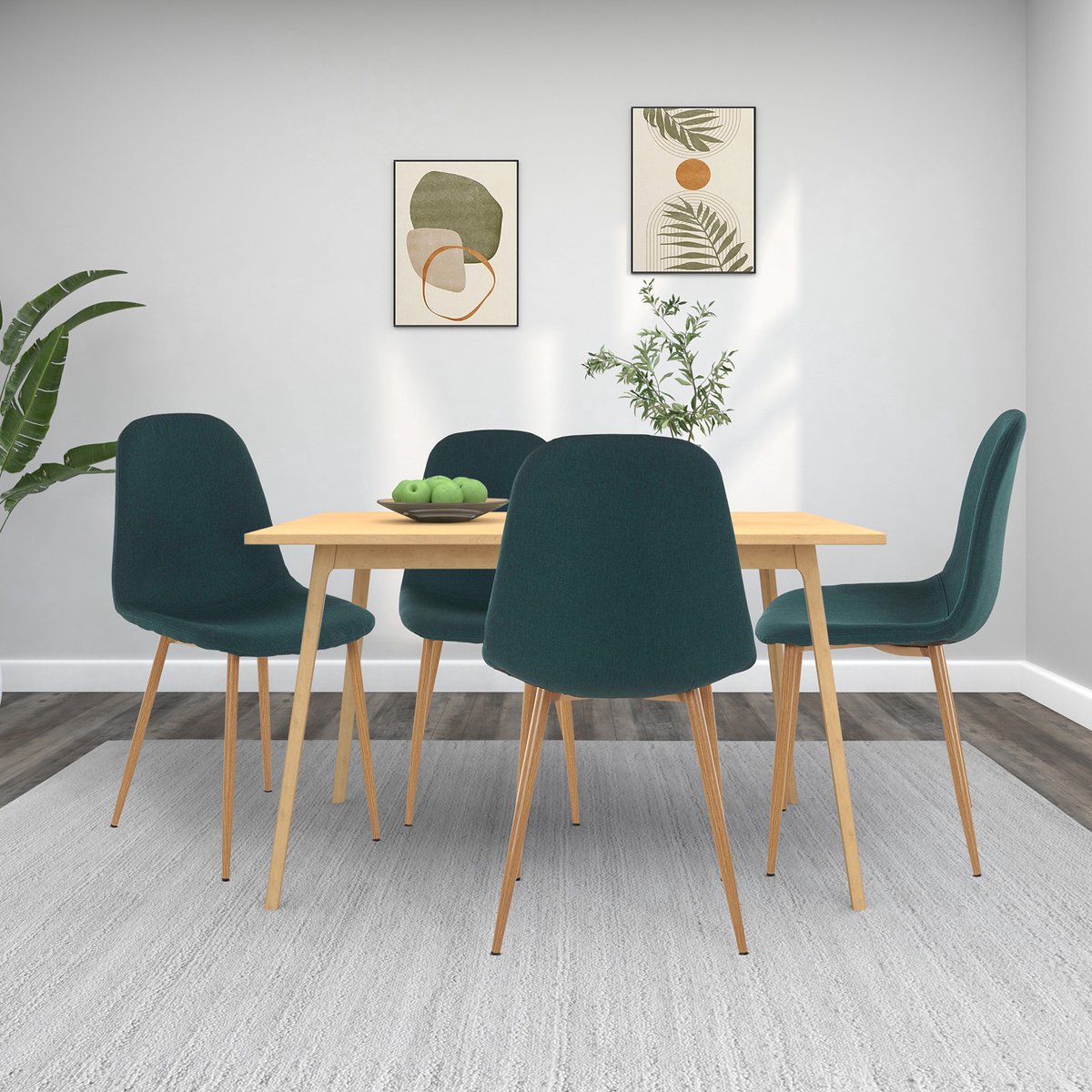 Notio Living Miller-Eetkamerstoel - Set van 4 - Groen Plastic