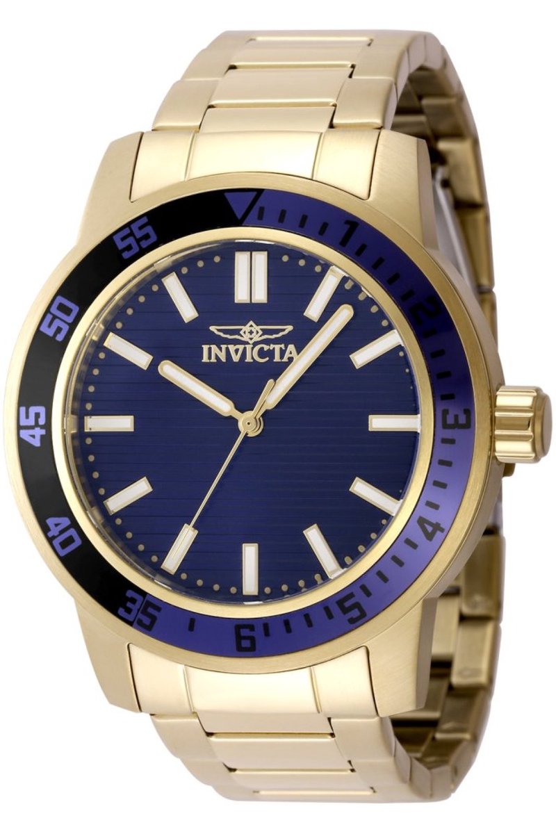 Invicta Specialty 48969 Heren Horloge - Waterdicht - Analoog - Quartz Uurwerk - Roestvrij Staal met blauwe Wijzerplaat - 45mm