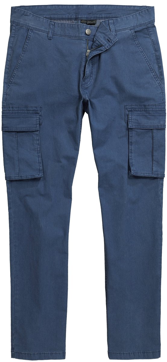 Boston Park - Heren - Cargobroek Buik-Fit Regular Fit strepen - Jeansblauw - Maat 28