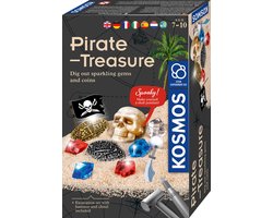 Ava - KOSMOS Dig Out Pirate Treasure - Opgravingsset - Graaf een Piratenschat Op - Inclusief Munten, Edelstenen, Parels en Schedelhanger - Maak Je Eigen Sleutelhanger - STEM Speelgoed - Vanaf 7 Jaar