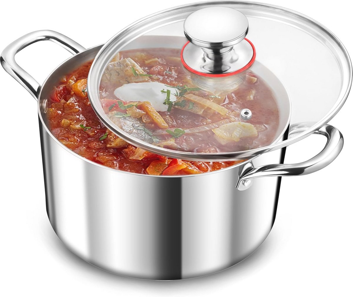 Kookpan 20 cm inductie - 3-laags roestvrij staal met glazen deksel