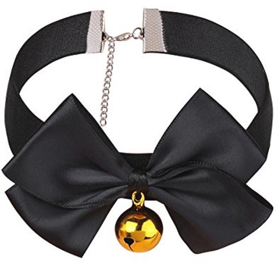 Verstelbare Choker voor Dames met Belletje en Strik – Kraag en Kattensieraden voor Feest, Carnaval en Halloween