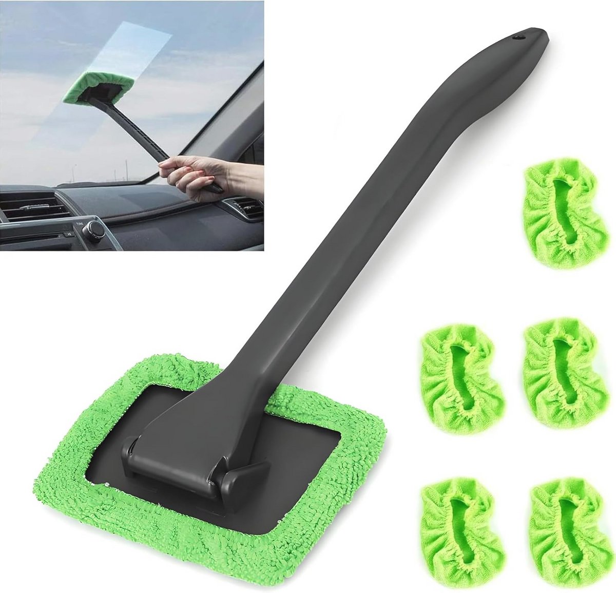 Auto Ruitenreiniger Tool met 5 Herbruikbare Handdoek Pads voor Accessoires