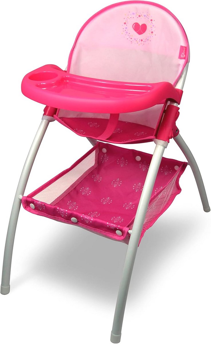 Hoge Kinderstoel voor Poppen tot 16 Inch - Roze