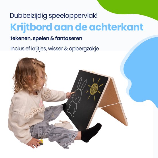 Kadoing Montessori Busy Board XL - Dubbel Staand Activiteitenbord met 18 Speelelementen en Krijtbord van Merkloos — afbeelding 5