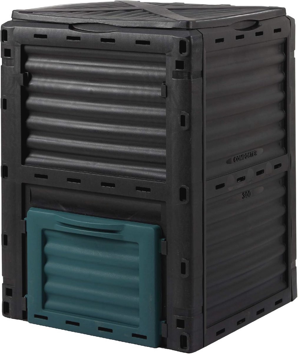 Tuin Compostbak 300 Liter - Weerbestendige Thermo-Composteerbak met Ventilatiesleuven en Deksel - Inklapbaar en Duurzaam