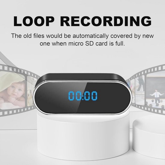 Verborgen Camera Klok - HD 1080P WiFi Minicamera met Nachtzicht en Bewegingsdetectie — afbeelding 4