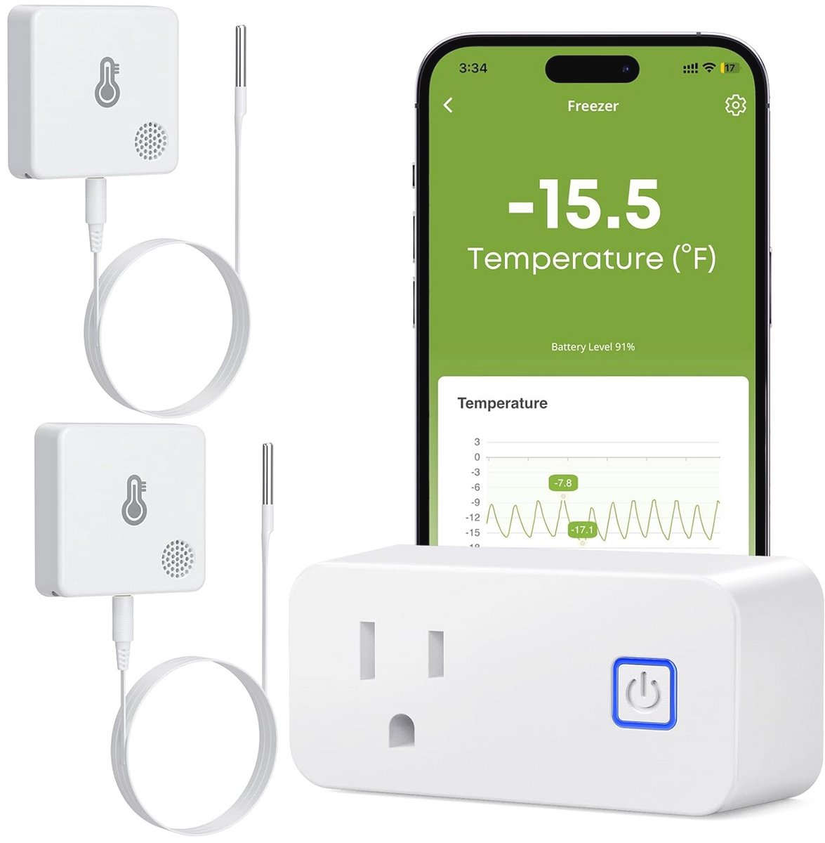 Wifi Freezer Thermometer met Alarm, E-mail notificatie en App Waarschuwing
