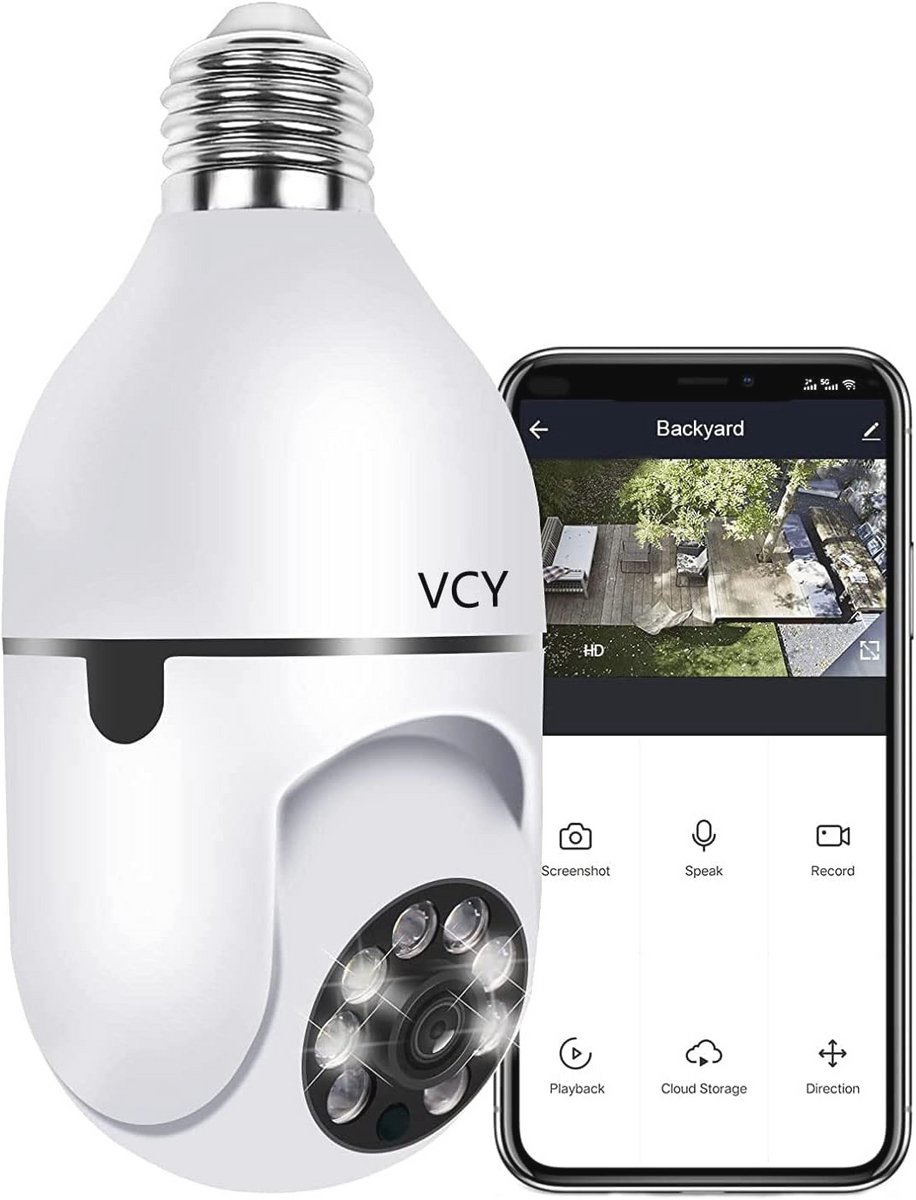 Wifi Lamp Camera met Nachtzicht en Bewegingsdetectie - 1080P Indoor Beveiligingscamera