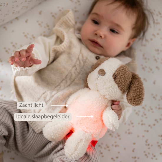 Nattou TEDDY Baby Nachtlampje Hond - 19 cm - Zachte baby knuffel - Baby cadeau - Beige van Nattou — afbeelding 5