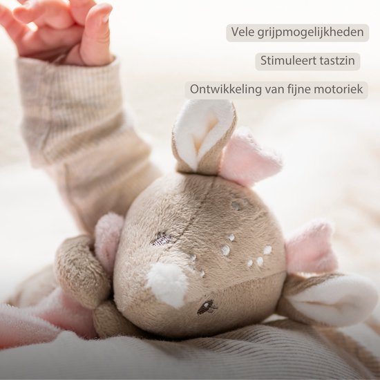 Nattou FanFan Baby Knuffeldoekje - 65 x 40 cm - Doudou hertje - Baby Cadeau - Roze van Nattou — afbeelding 3