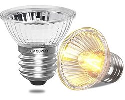 UVA UVB 50W Warmtelamp voor Reptielen en Huisdieren - Dimbare Aquarium Verlichting (2 Stuks)