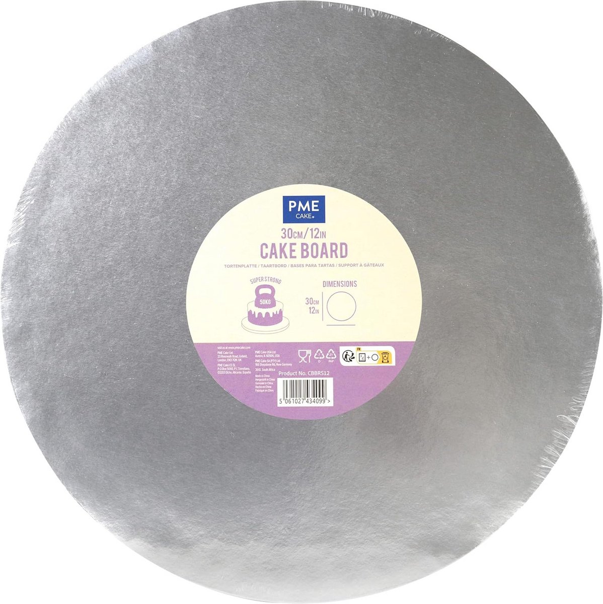 Ronde cakeplaat met gladde rand, zilver 30 cm – Perfect voor taarten en presentaties