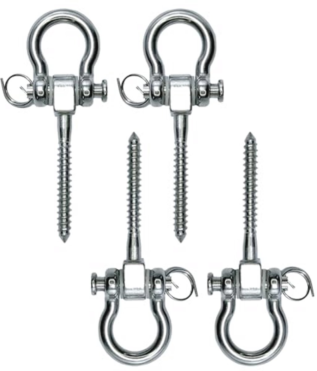 Schommelhaken 180 graden - Set van 4 Roestvrij Staal 304 - Tot 900 kg Belastbaar - Perfect voor Hangmatten, Yoga en Bokszakken