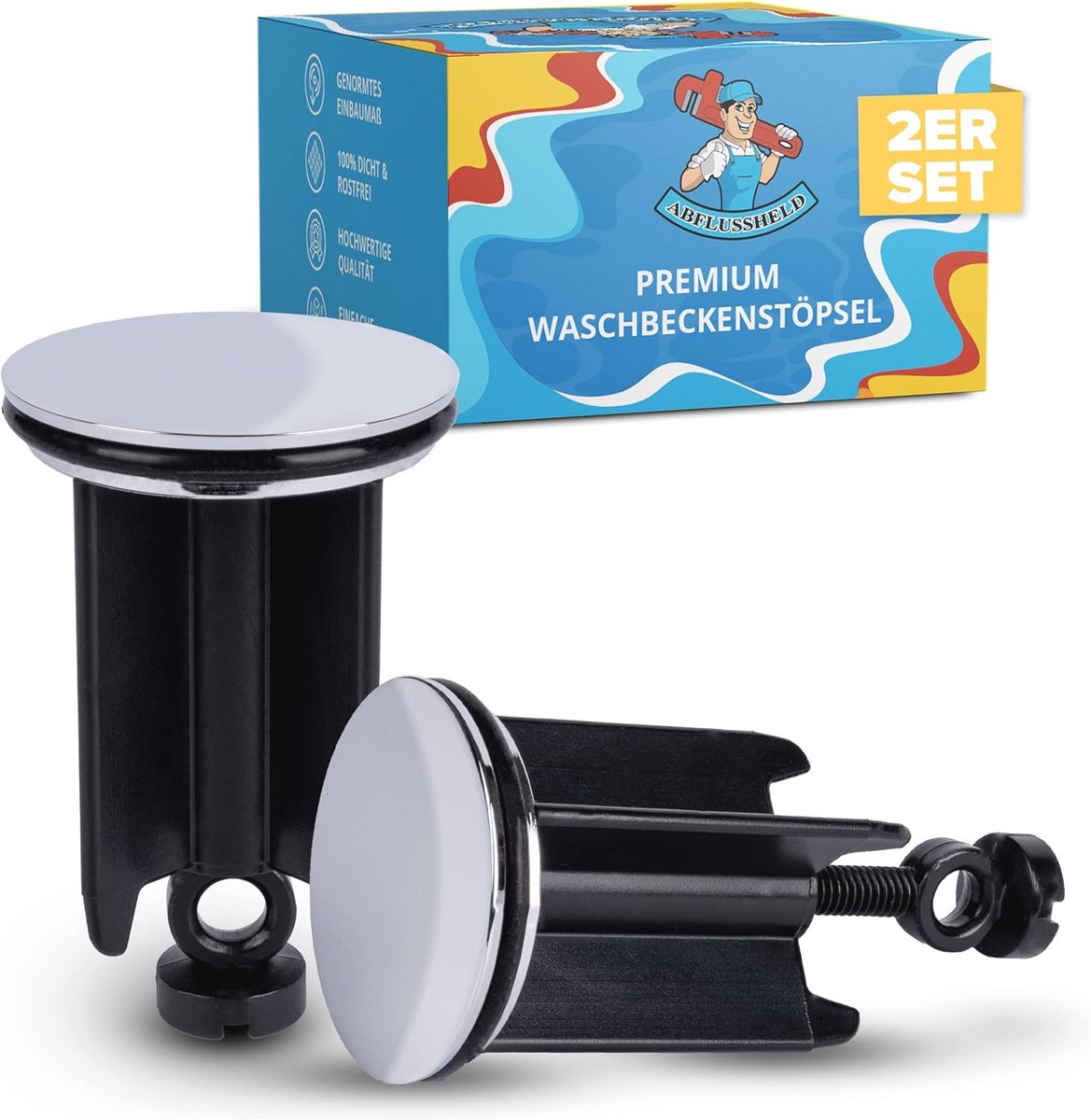 Verstelbare Gootsteenstopper 40mm - Roestvrijstalen Universele Afvoerstopper Set van 2