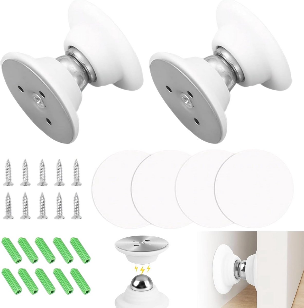 Magnetische Deurstoppers - 2 Stuks, Zonder Boren, Ideaal voor Camper en Caravan