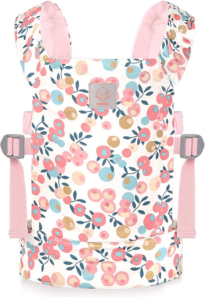 GAGAKU Poppendrager Poppen buikdrager poppenaccessoires babydrager voor kinderen schouderriemen kruisen voor en achter 100% katoen - roze pruim ouder dan 3 jaar