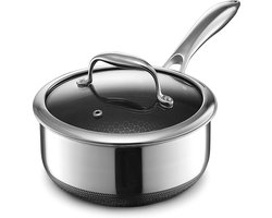 Hybride steelpan met antiaanbaklaag - 2 liter met deksel, vaatwasmachinebestendig en geschikt voor…