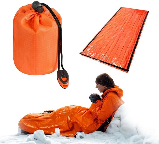 Noodslaapzak voor buiten, noodslaapzak, kamperen, wandelen, bergbeklimmen, wilde slaapzak, lage temperatuur slaapzak, warme uitrusting, overlevingsdeken- 1 stuks