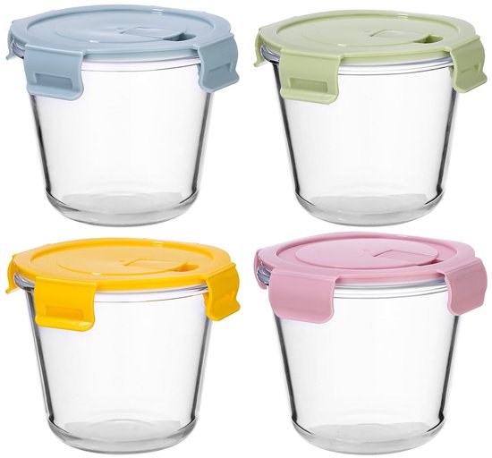 Glas Bewaarbakken Set - 700ml Luchtdichte Voedselbewaar Bakjes - Oven, Magnetron &...