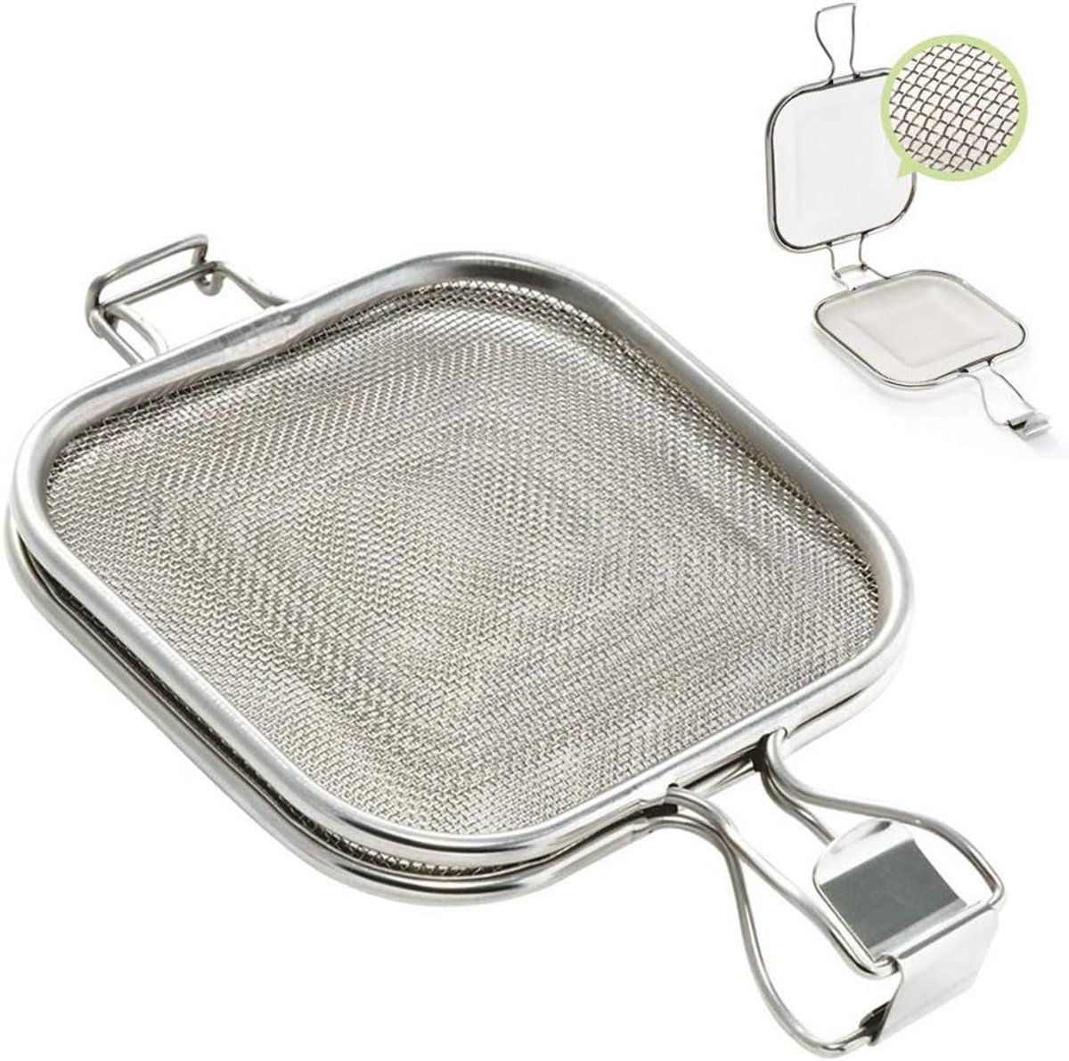 Roestvrijstalen sandwichgrillmand voor oven en broodrooster met klem en vouwgaas