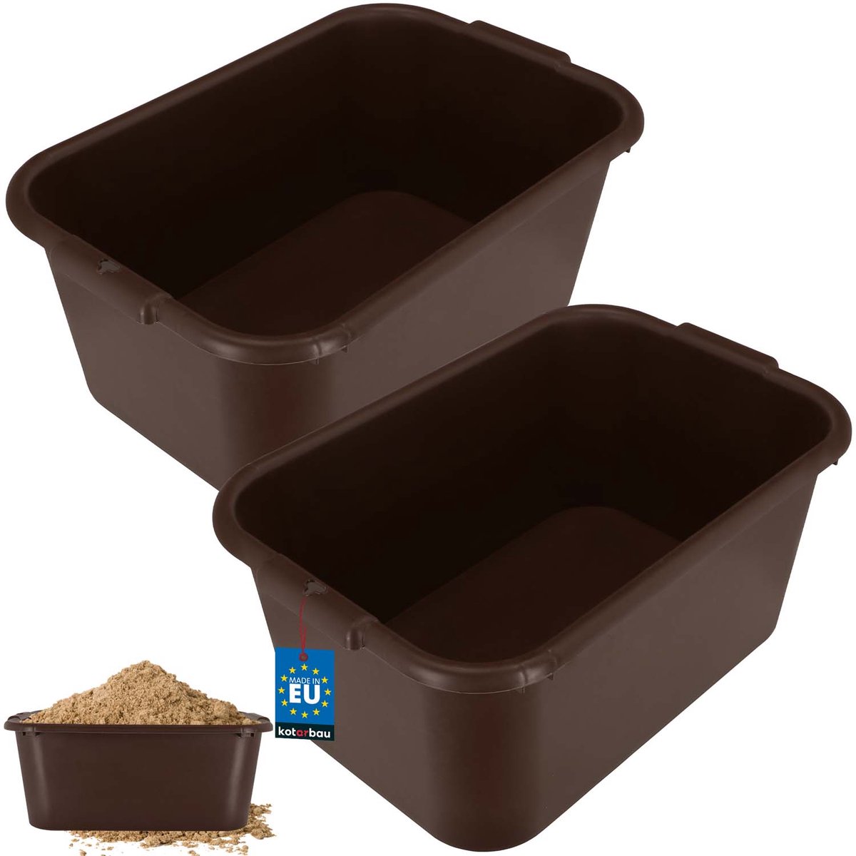 Kotarbau Serie - Bouwkuip Rechthoekig - 45L - Bruin - Set van 2