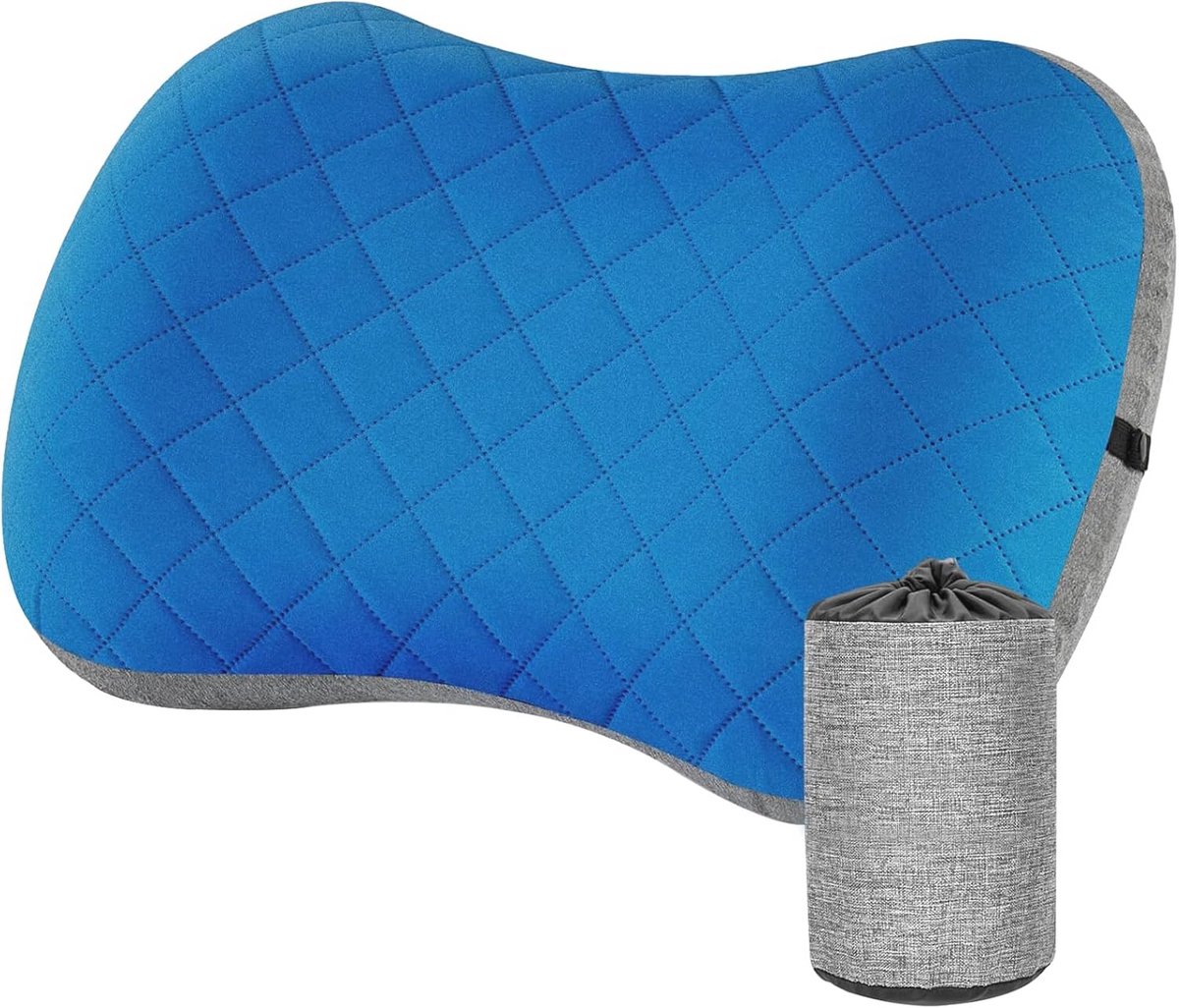 Opblaasbaar TPU Reiskussen met Afneembare Katoenen Hoes - Comfortabel en Verstelbaar Camping Kussen