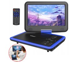 ieGeek IK-902 11" Portable dvd speler met 9" groot HD-draaischerm, 6 uur oplaadbare batterij, ondersteuning voor USB/SD-kaart/Sync TV en meerdere schijfformaten, geen regiobeperking, luidspreker met hoog volume, blauw