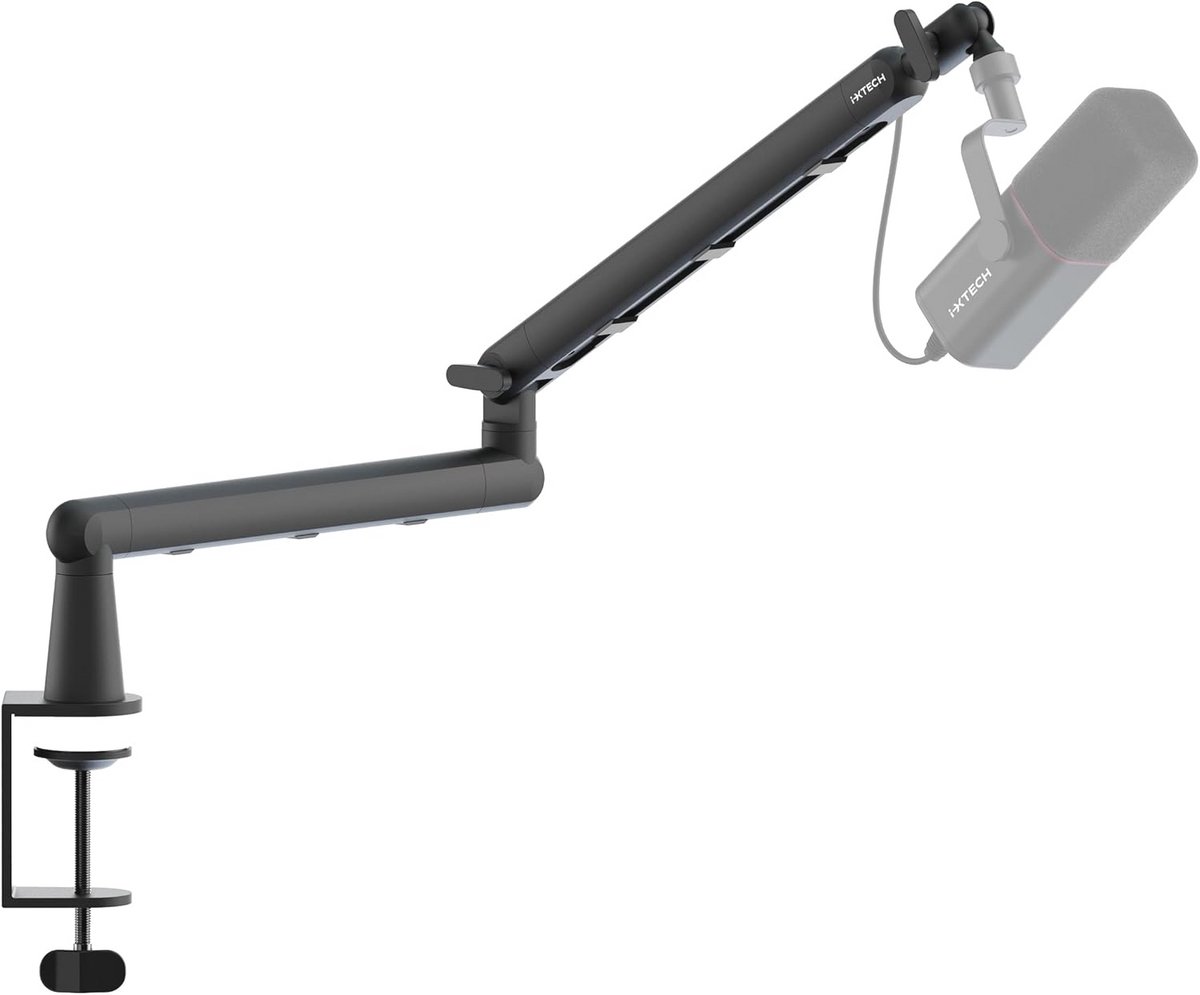 Verstelbare Microfoon Arm met Geïntegreerd Kabelbeheer en 360° Rotatie voor Streaming en Opname