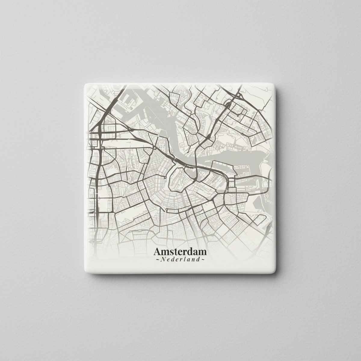 Nevolis Amsterdam Minimalistische Stadskaart Decoratieve Tegel – Elegante Plattegrond Wanddecoratie – 15 x 15 cm Multi Color