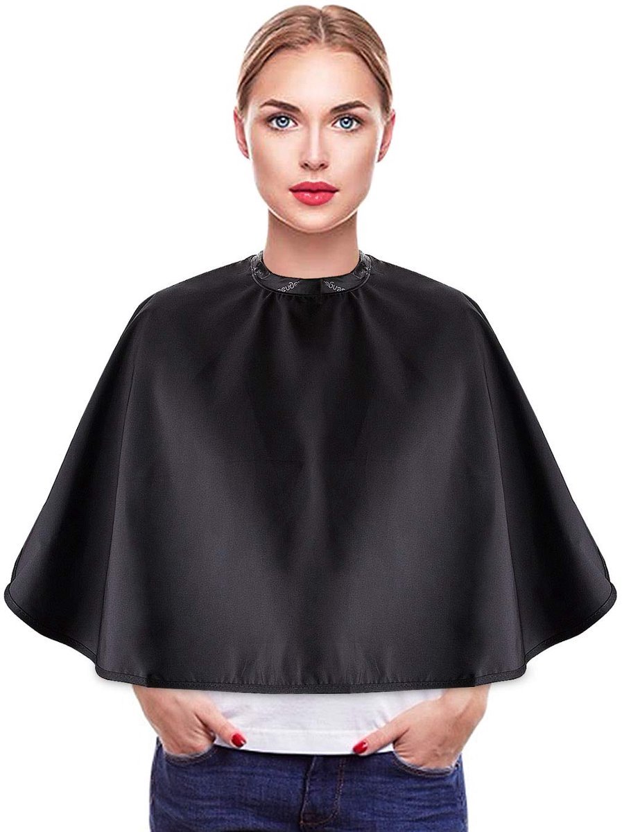 Zwarte make-up cape - Waterdichte korte bedekking - Voor klanten - Lichtgewicht verzorgingsbaard schort Korte make-up slab Styling shampoo cape