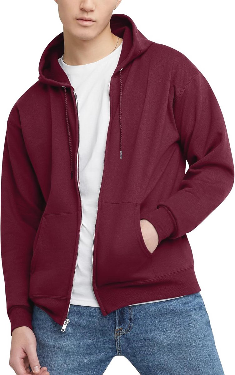 Hanes Eco-smart hoodie met volledige ritssluiting heren Hoody (1-Pack)