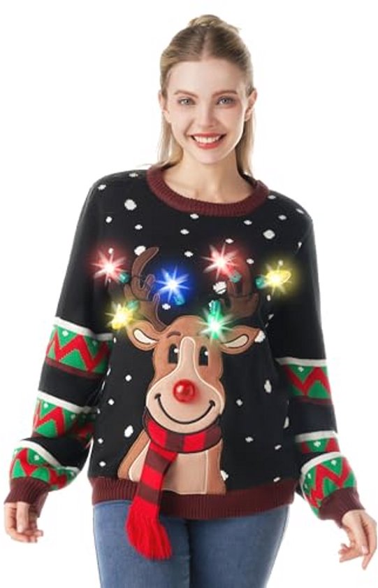 Pull De No l Humoristique JOYIN Pour Femme Avec clairage LED Int gr pull-de-no-l-humoristique-joyin-pour-femme-avec-clairage-led-int-gr