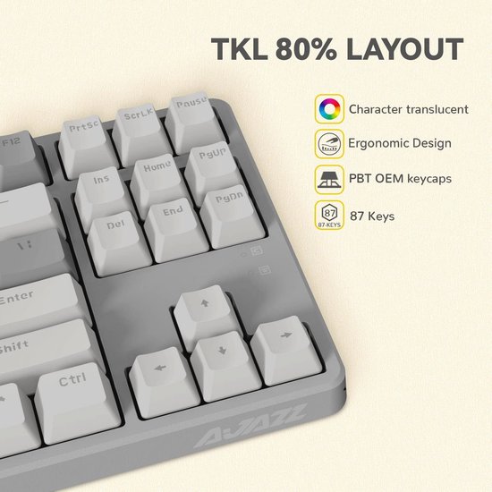 TMKB T87SE TKL Gaming toetsenbord, compact mechanisch toetsenbord met