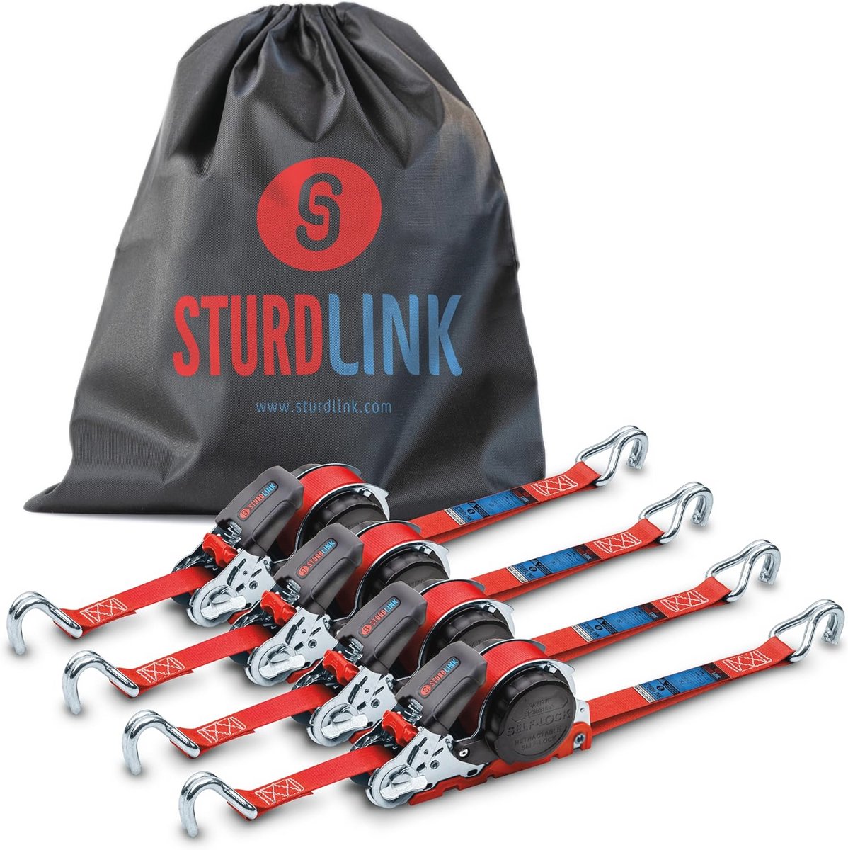 Automatische spanband 5 m, 25 mm, J haak, 350 kg / 700 kg – Oprolmechanisme voor van, truck, SUV