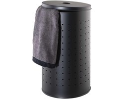 Wasmand met Deksel en Luchtgaten - RVS - Zwart - 37 L - Ø 29 cm - 54 cm Hoogte