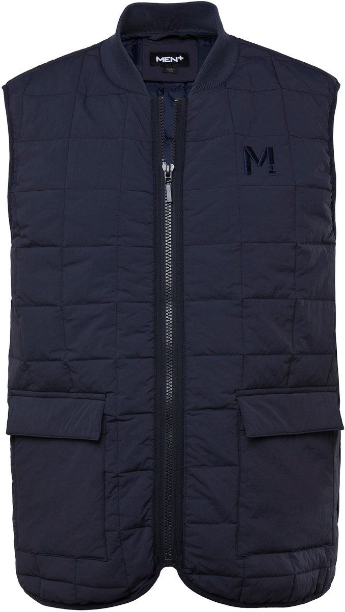 Men Plus - Heren - Doorgestikte bodywarmer college-kraag - Donkermarine - Maat 5XL