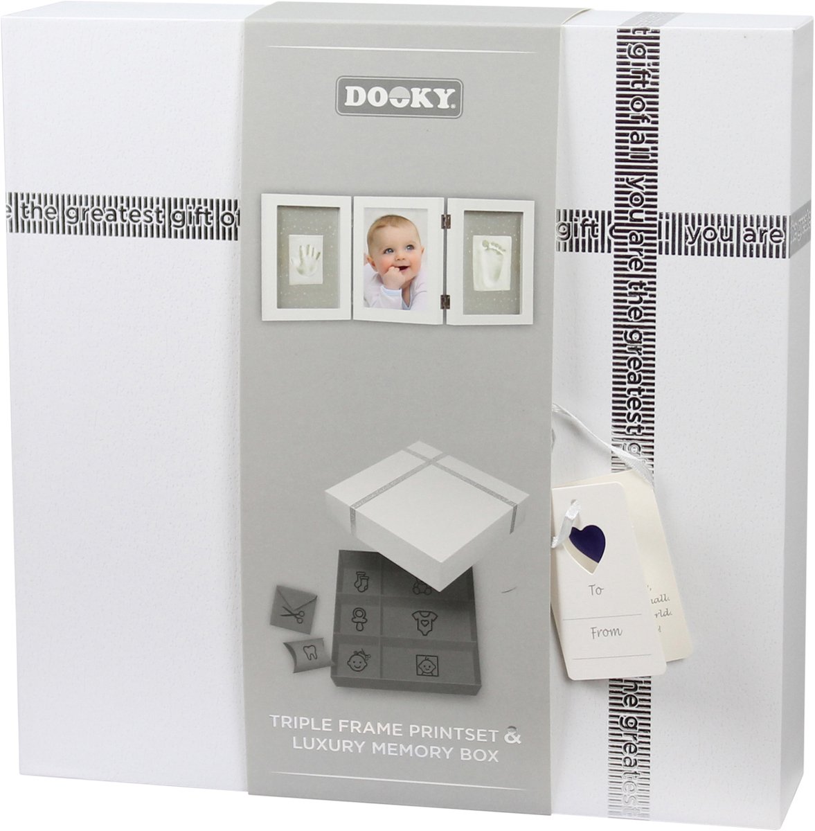 Dooky Baby Hand- en Voetafdruk Lijst met Memory Box – Foto en Klei Afdrukken – Huidvriendelijk & Eenvoudig te Maken – Kraam- of Cadeau Geschenk