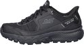 Zwarte Skechers heren sneaker, zijaanzicht. Met het 'Skechers Slip-Ins' logo op de hiel.
