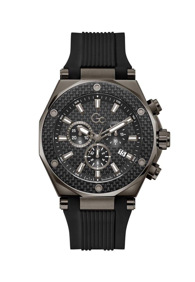 Gc Gc Legacy Quartz Chronograaf Horloge Zwart Kast: 100% Roestvrij Staal | Bracelet 100% Siliconen 44 mm Z18009G2