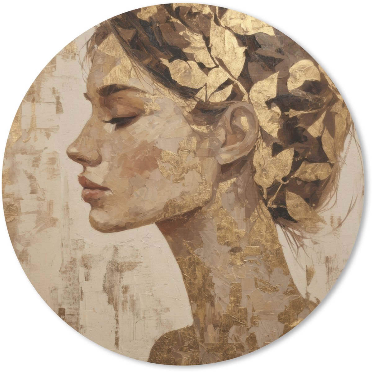 Muismat rond 30x30 cm - Mousepad Vrouw - Goud - Abstract - Textuur - Ronde muismatten