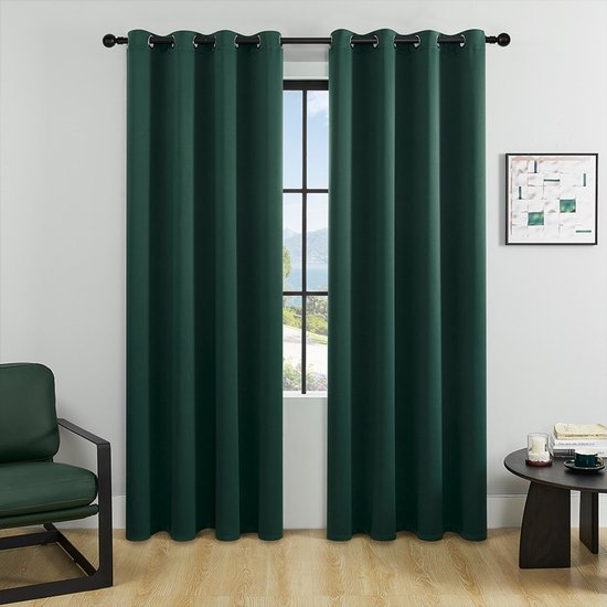 2 stuks Waterdichte verduisterende gordijnen voor patio binnen/buiten thermisch geïsoleerde doorvoertule gordijnen zonblokkerende winddichte gordijnen voor veranda pergola cabana，groen，106cm*160cm