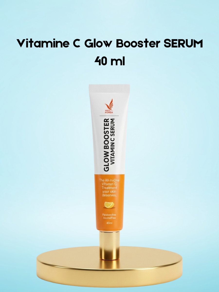 White Korea Vitamin C Glow Booster Serum – 40 ml – Verhelderend & Hydraterend Serum – Helpt Donkere Vlekken te verminderen, Egaliseert de Huidtint & Verfrist de Huid – Voor een Stralende, Gladde & Gezonde Teint