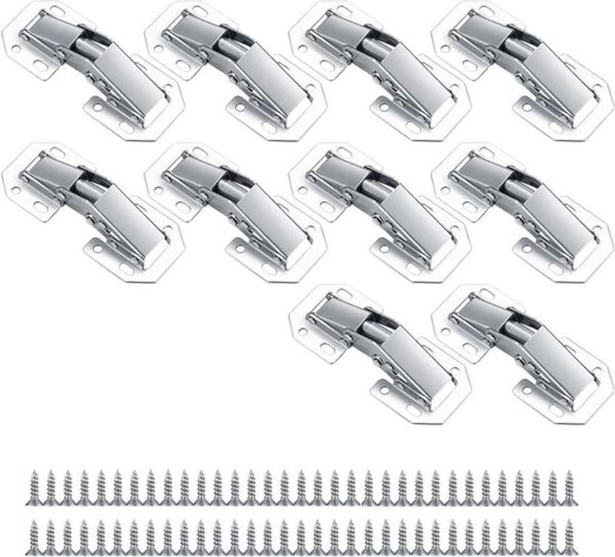 Scharnieren voor kastdeur en meubels - 10 stuks - 90 graden - inclusief schroeven